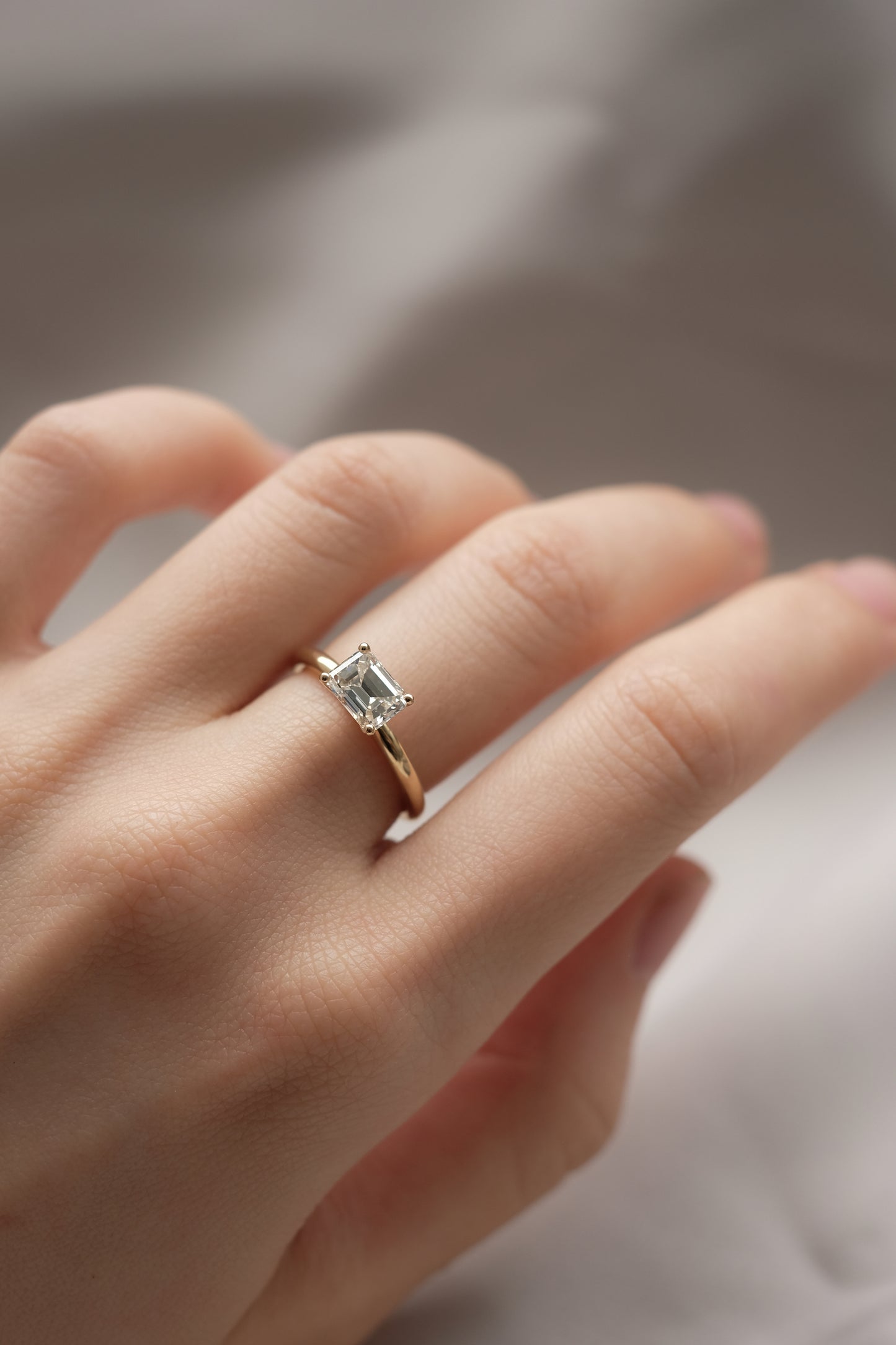 Antique Emerald Cut Natural Diamond Ring