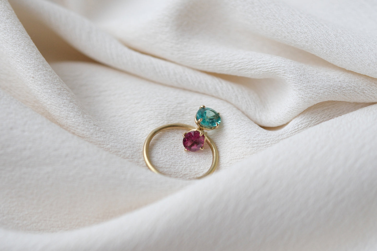 Apatite and Rubellite Pirouette Ring