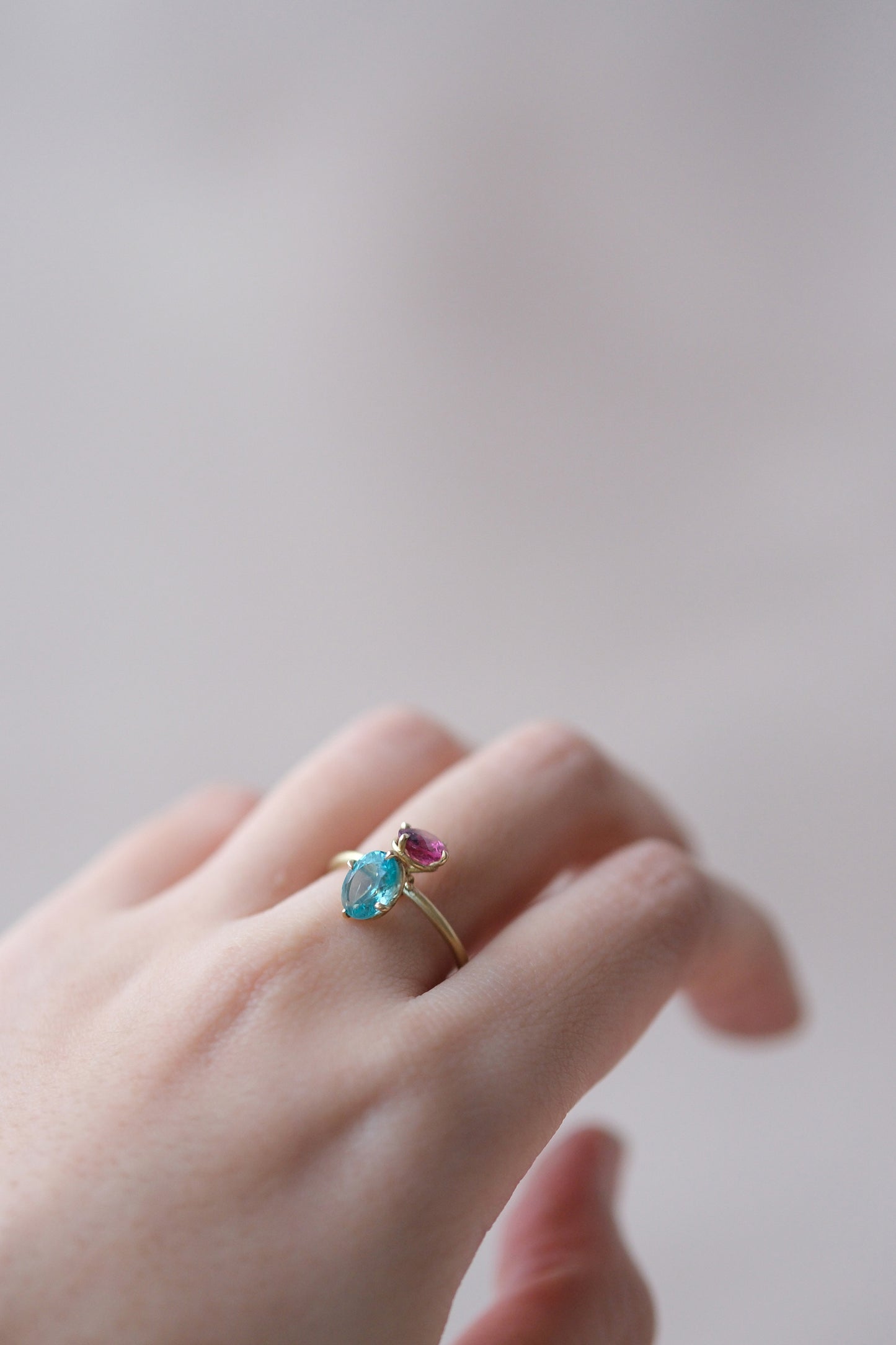 Apatite and Rubellite Pirouette Ring