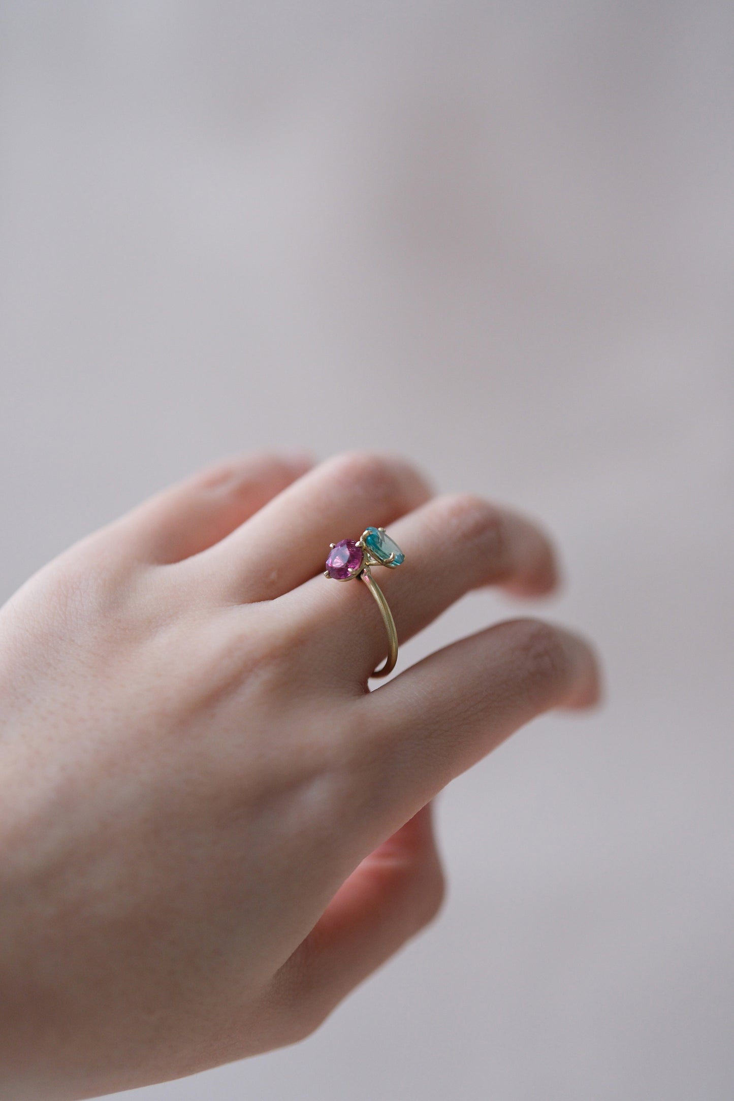 Apatite and Rubellite Pirouette Ring