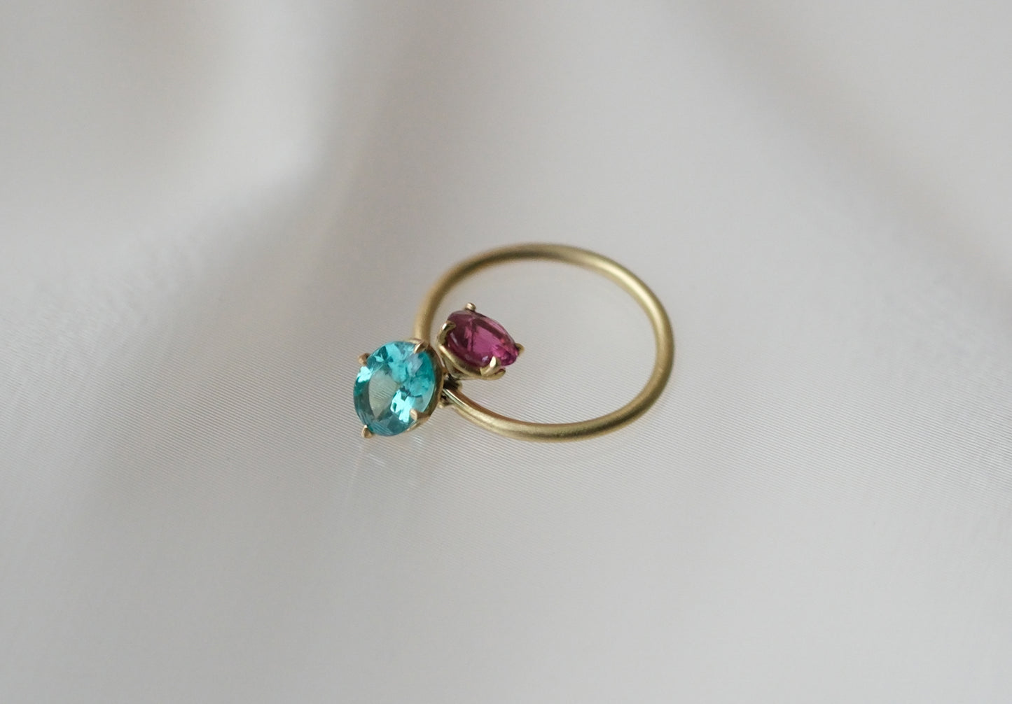 Apatite and Rubellite Pirouette Ring