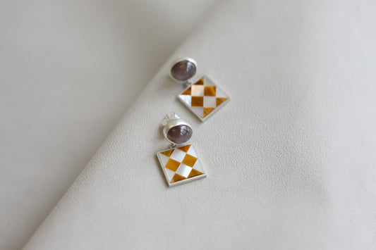 Checkered Medley Dangle Earrings