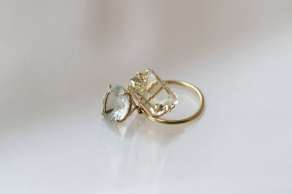 Citrine and Green Amethyst Pirouette Ring