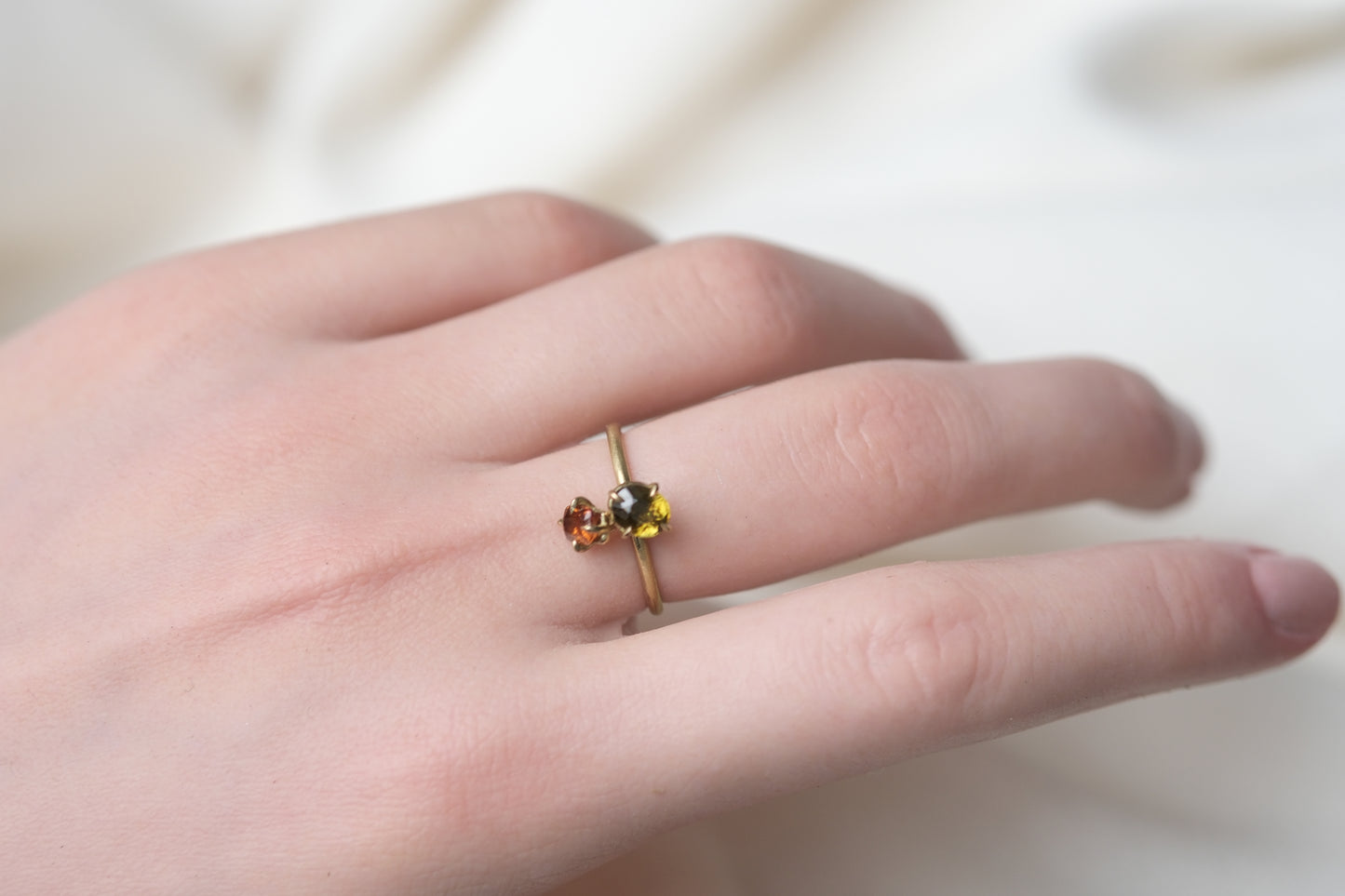 Sphene and Spessartine Pirouette Ring