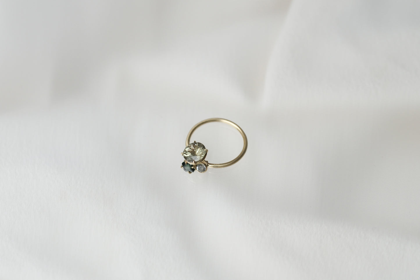 Green Beryl and Tourmaline Pirouette Ring