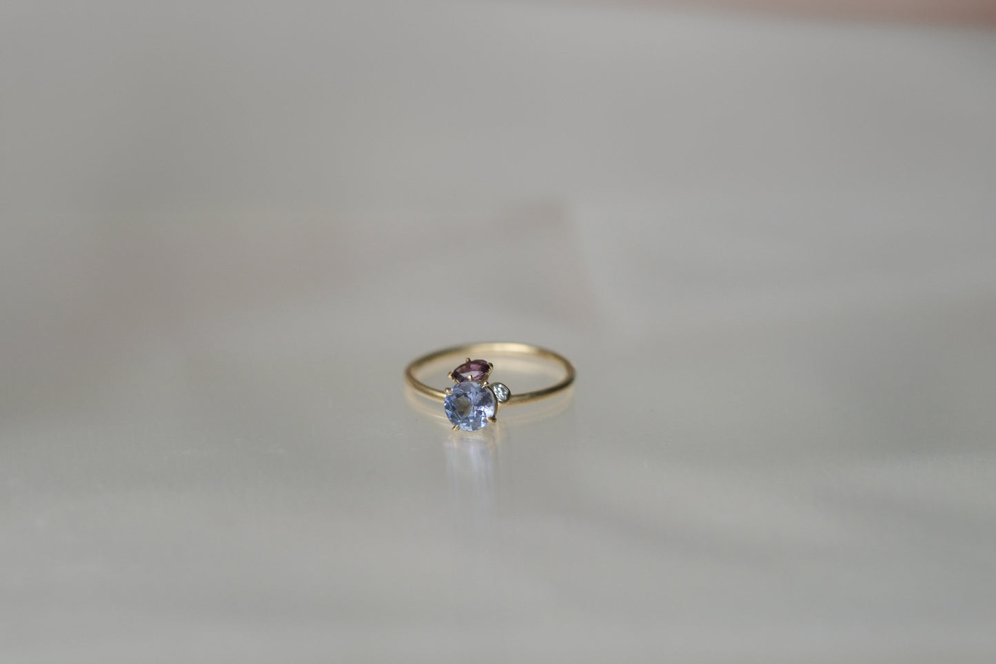 Tanzanite and Almandine Pirouette Ring