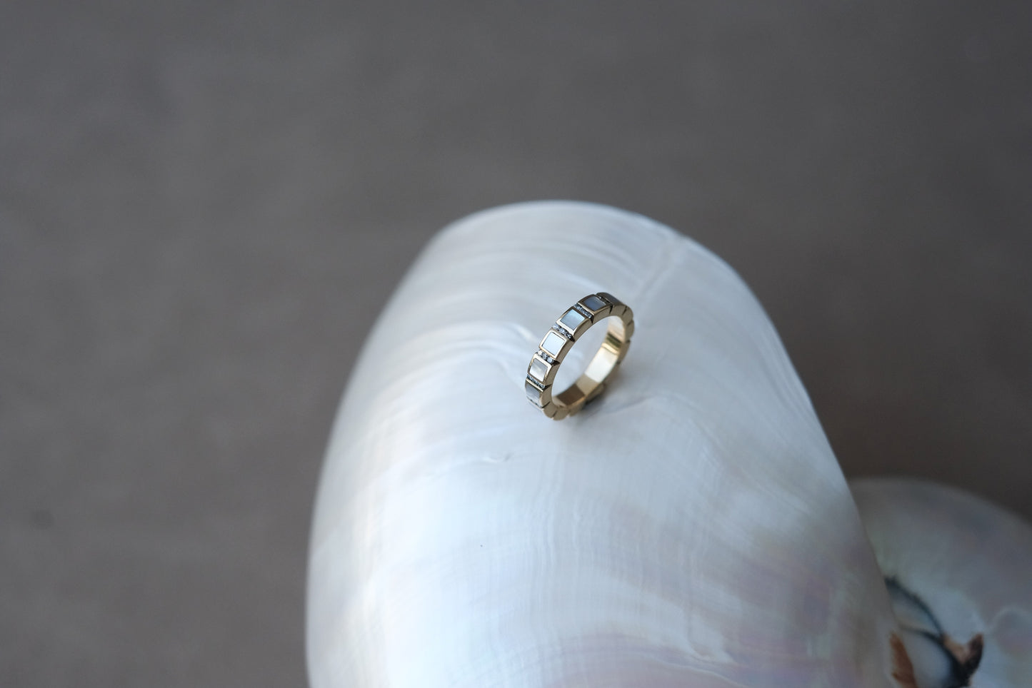 Diamond Symphony Ring with White Mother of Pearl