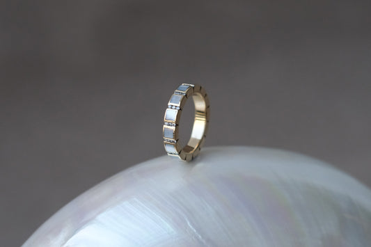 Diamond Symphony Ring with White Mother of Pearl