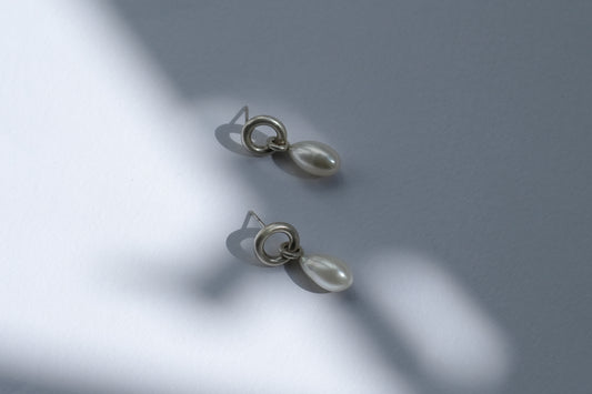 Drop Pearl Hoop Earrings