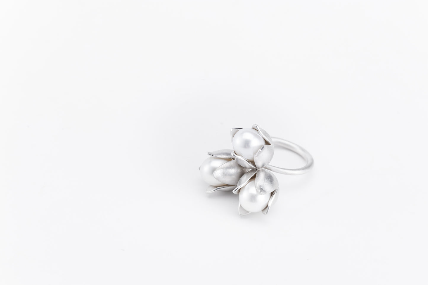 Triple Floral Pearl Ring