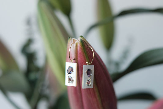 Iolite And Aquamarine Impasto Earrings