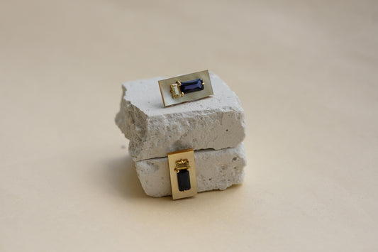 Iolite And Beryl Impasto Studs