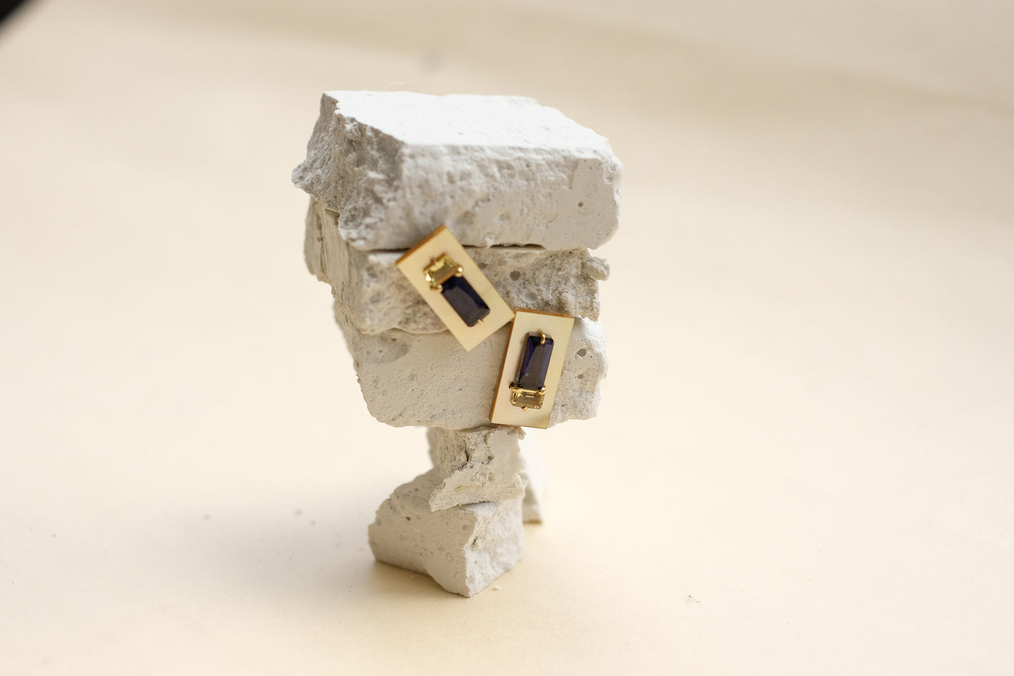 Iolite And Beryl Impasto Studs