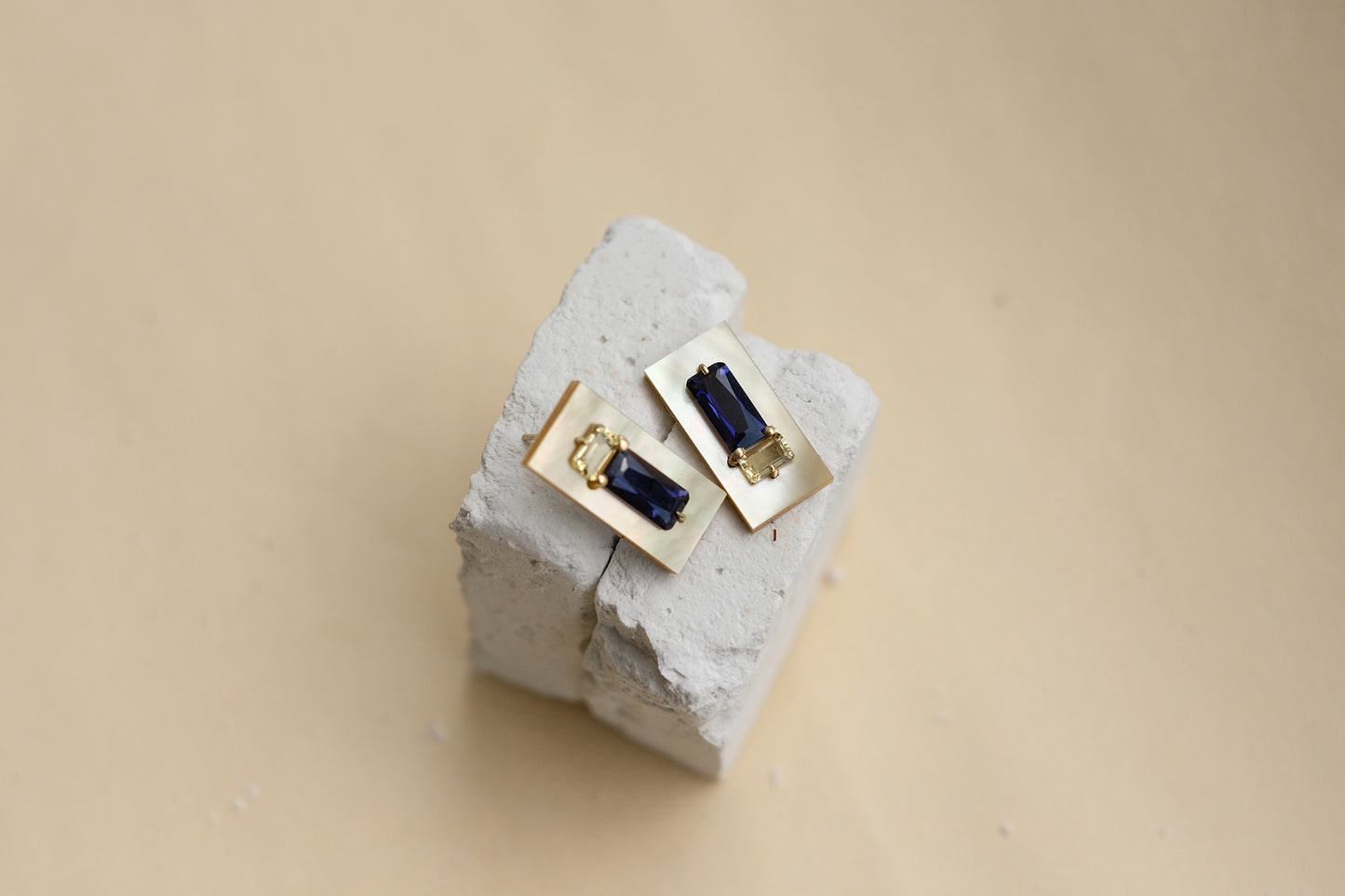 Iolite And Beryl Impasto Studs