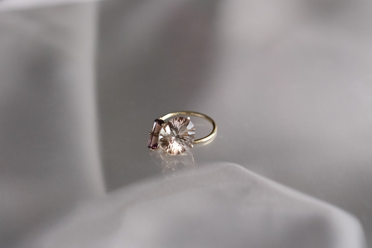 Kunzite and pink tourmaline Pirouette Ring