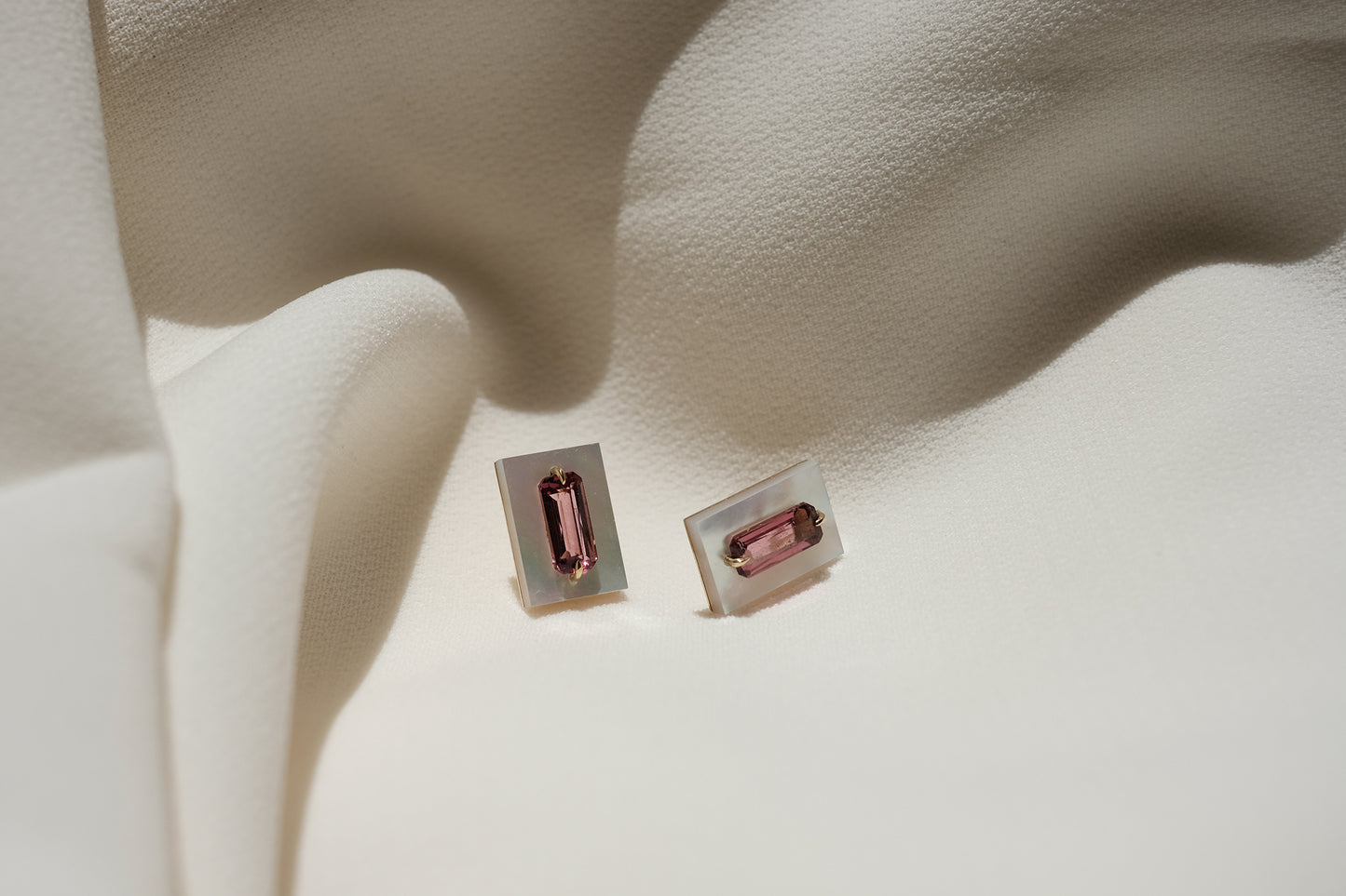 Pink Tourmaline Impasto Studs
