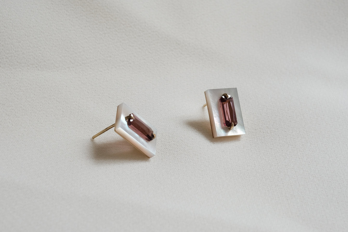 Pink Tourmaline Impasto Studs