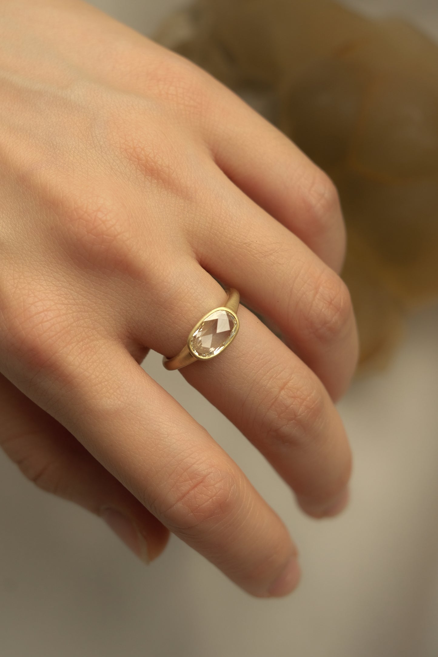 Rose Cut Oval Diamond Ring