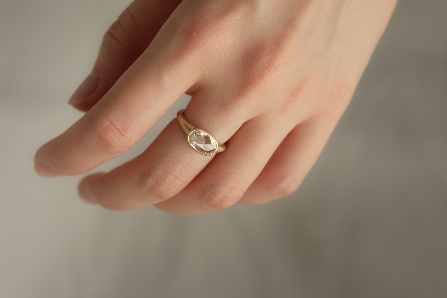 Rose Cut Oval Diamond Ring