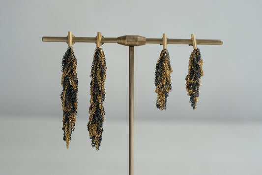 Oxidised and Gold-Plated Tangled Earrings