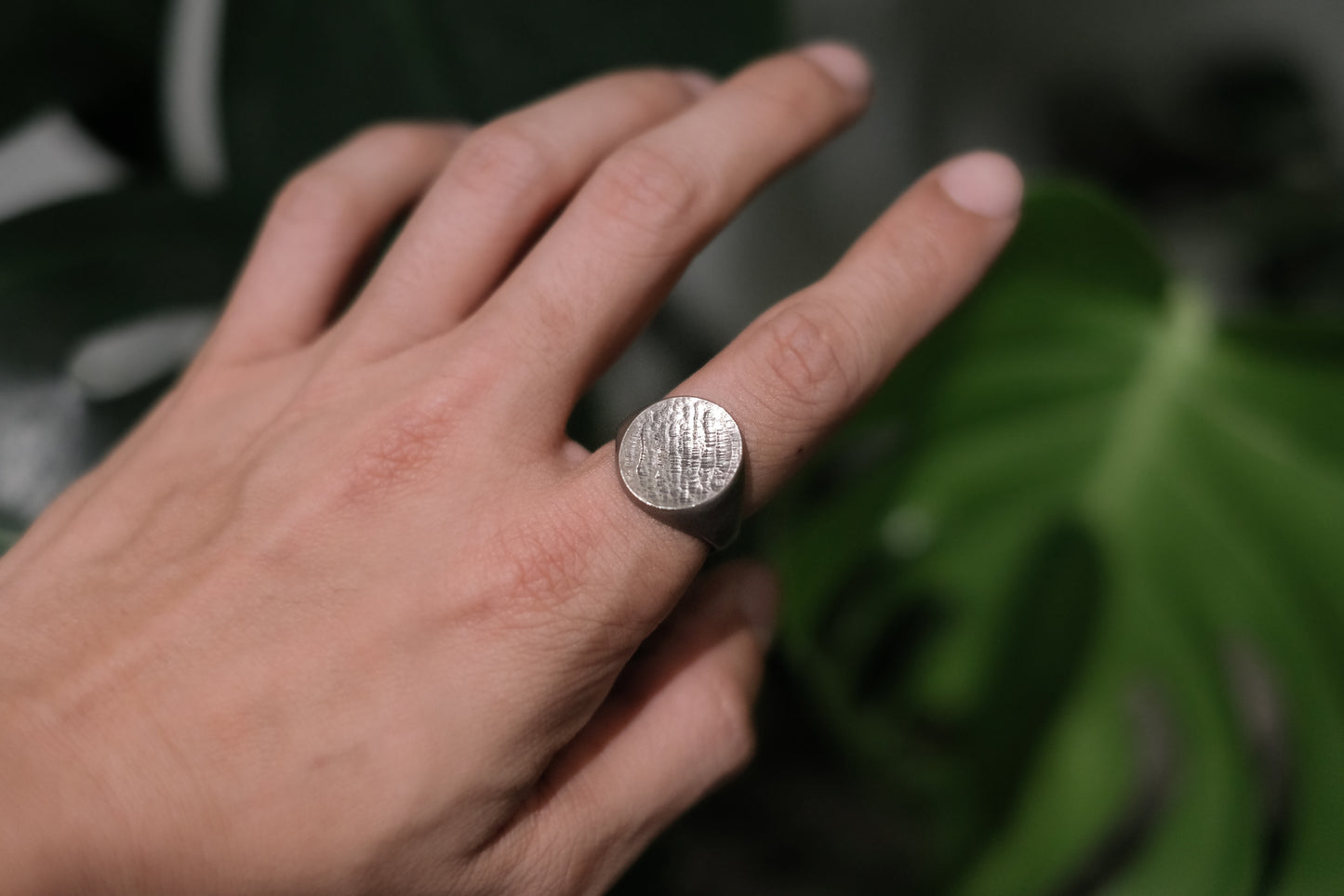 Textured Concave Signet Ring