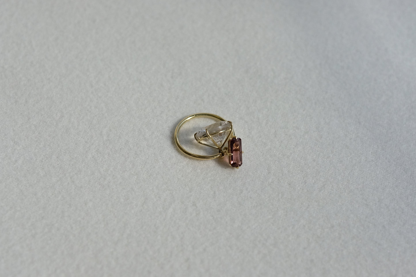 Topaz And Pink Tourmaline Pirouette Ring