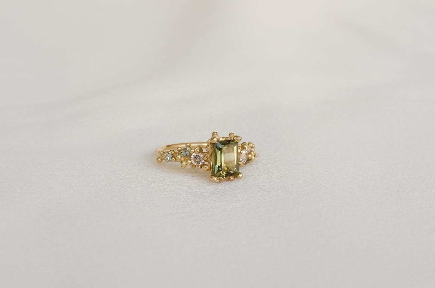 Green Tourmaline Oxidised Ring