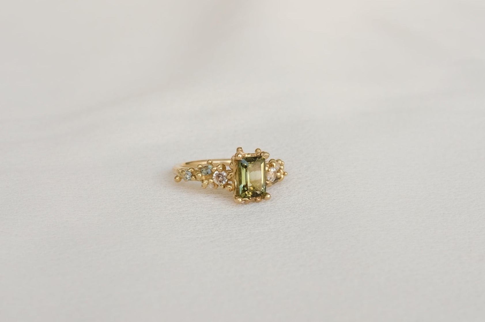 Green Tourmaline Oxidised Ring