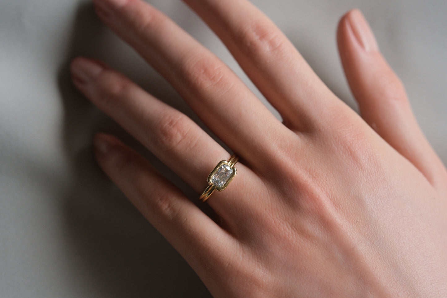 Twin Linear Cushion Diamond Ring