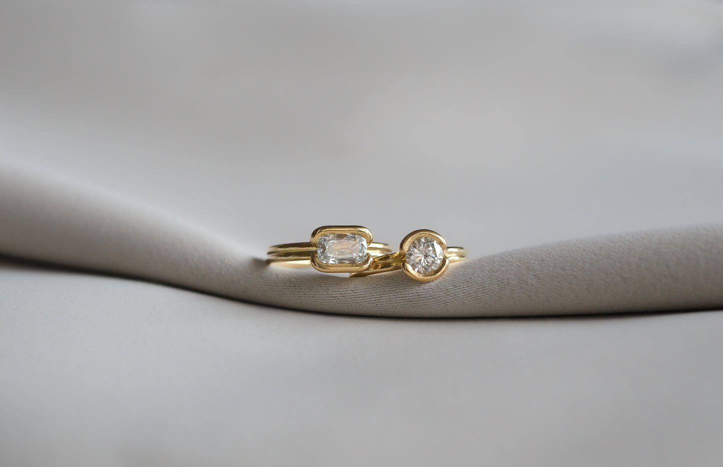 Twin Linear Cushion Diamond Ring