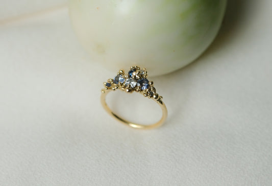 Azure Blue Sapphire Stardust Cluster Ring