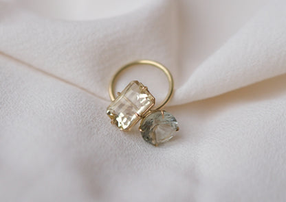 Citrine and Green Amethyst Pirouette Ring