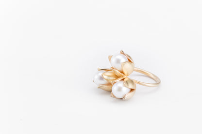 Triple Floral Pearl Ring