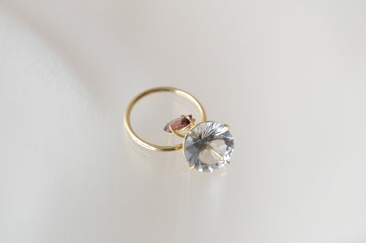 Topaz And Pink Tourmaline Pirouette Ring